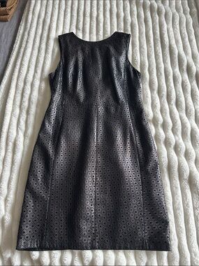 ANTONIO MELANI Black Eyelet Midi Shift Dress